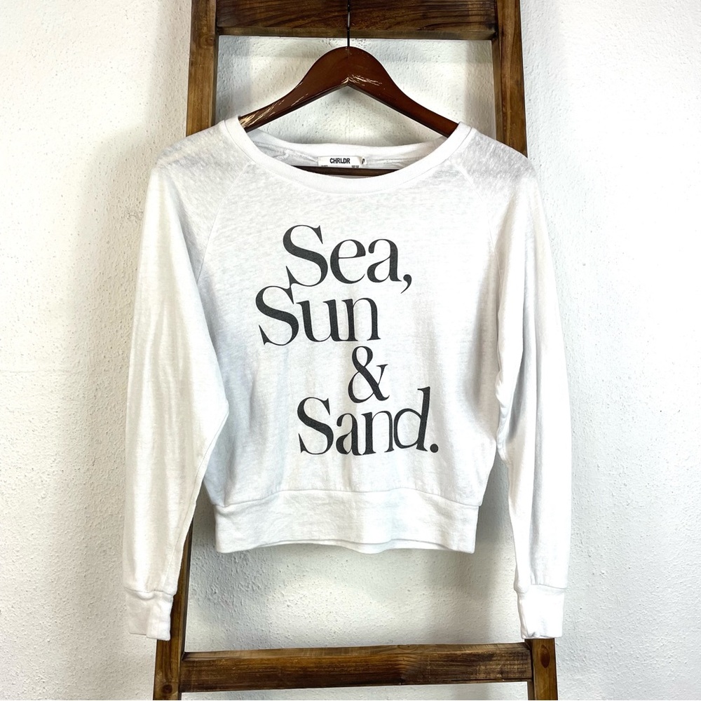 CHRLDR Sea Sun & Sand White Lightweight Crewneck Long Sleeve Top Size XS